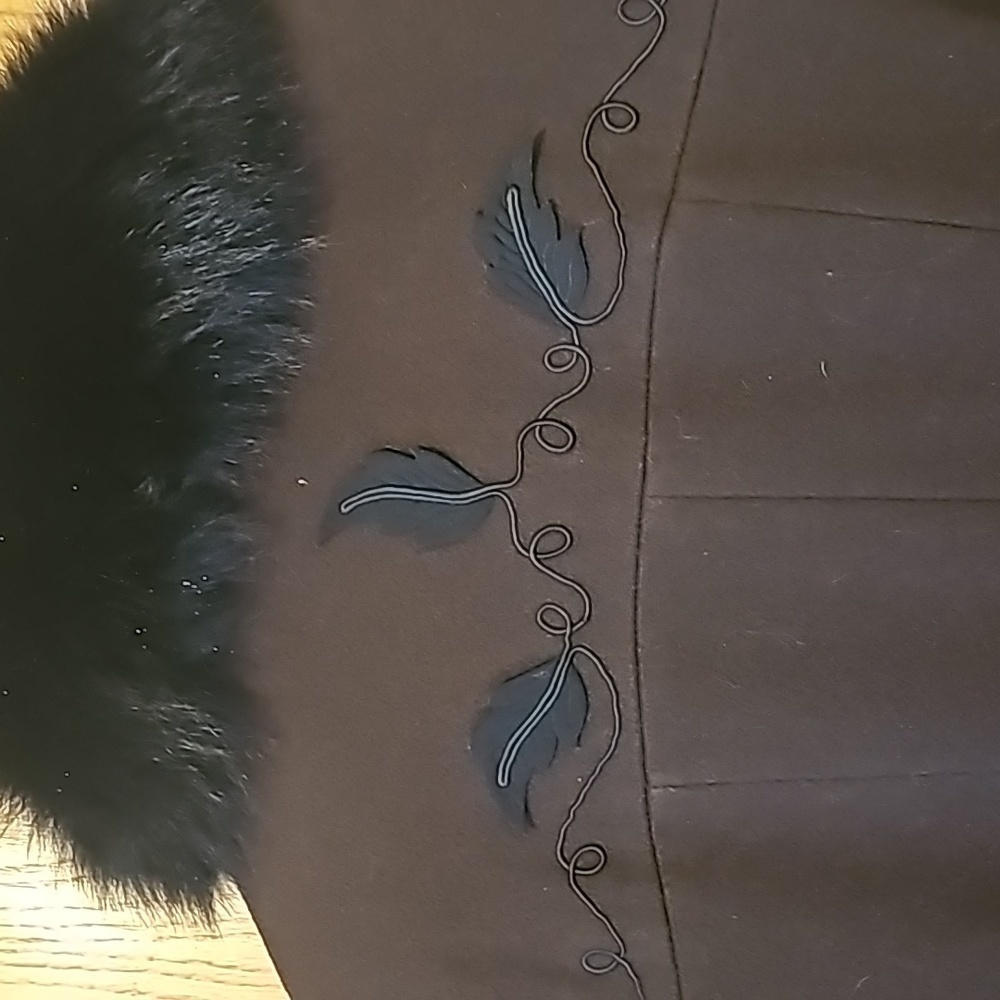 Brown Madeline Wool Coat with Dyed Fox Fur from Findland Collar Size 8 - Picture 5 of 5